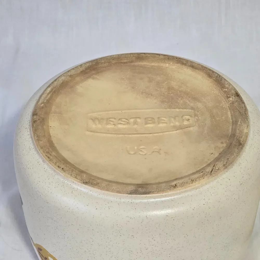 Vintage 1960's Westbend Stoneware Fork & Spoon Design Bean Dish with Lid